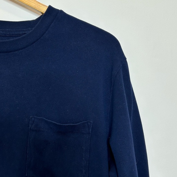 Navy Crew Neck Long Sleeve Pocket Tee (Gap) - Picture 2 of 6